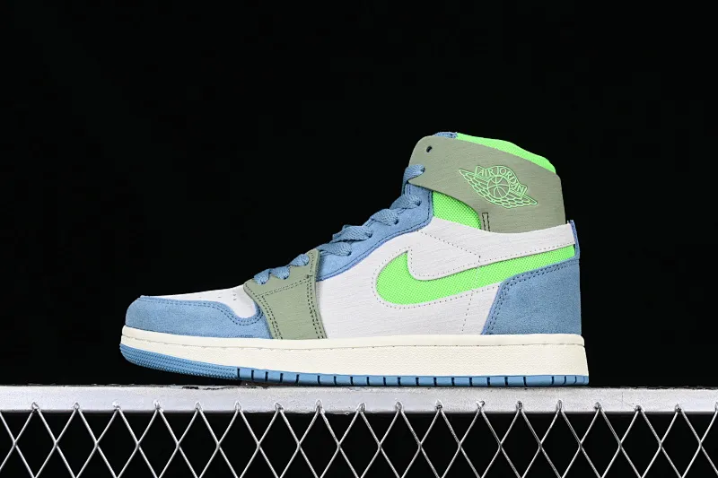 All categories Air Jordan Jordan series basketball shoes Air Jordan 1 High Air Jordan 1 Zoom CMFT AJ1 Joe 1 blue and green color matching DV1305-433